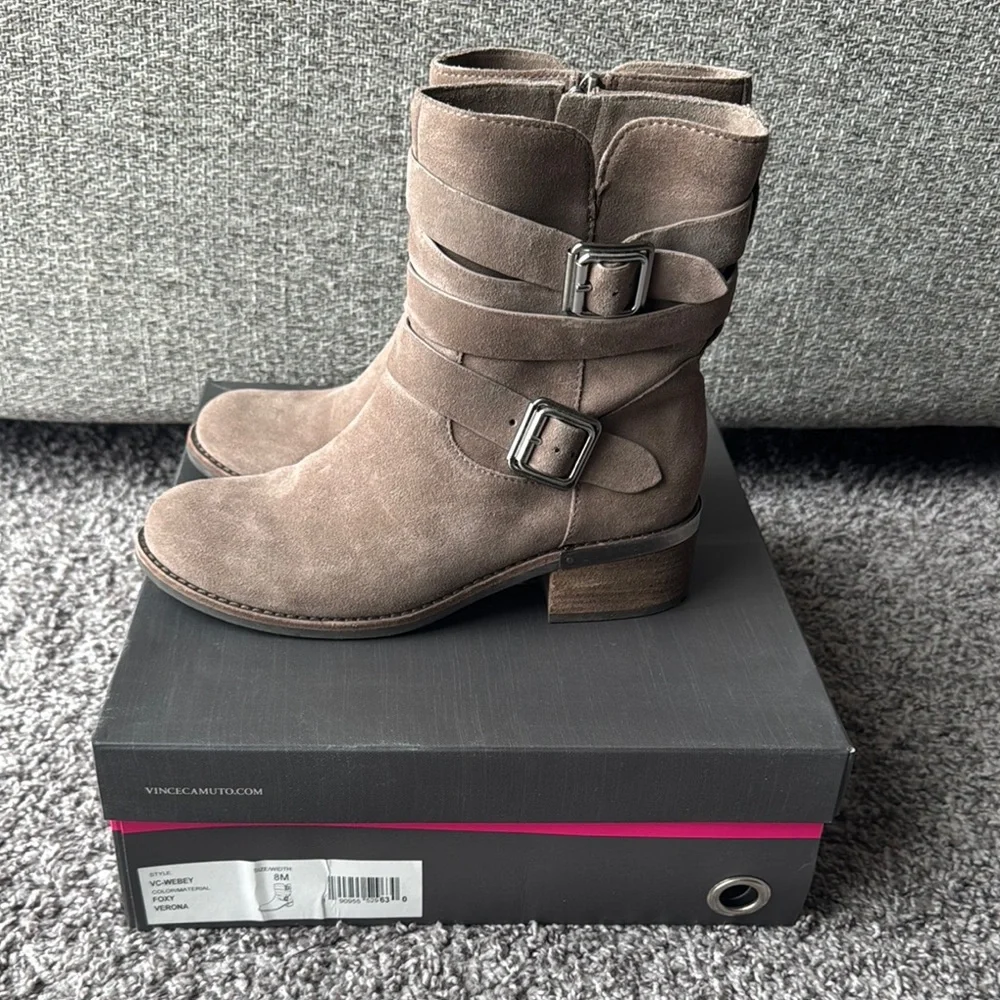 Vince Camuto Brown Ankle Boots Slouchy Design - Picture 4 of 8
